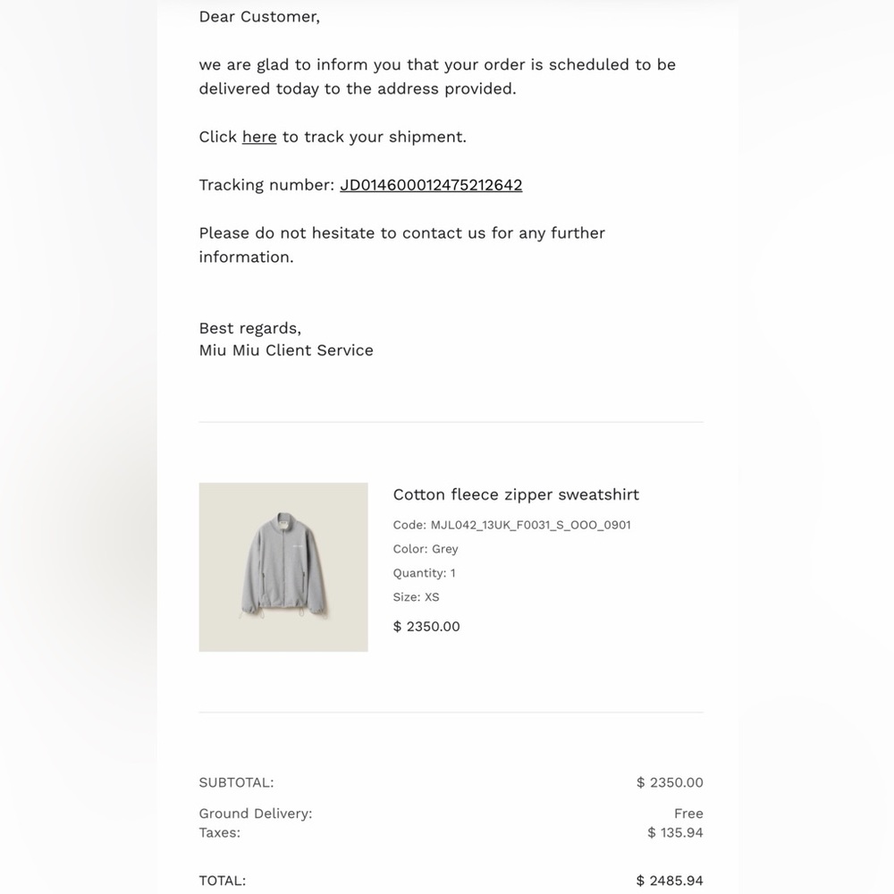 Miu Miu Cotton fleece zipper sweatshirt xs - Picture 11 of 11
